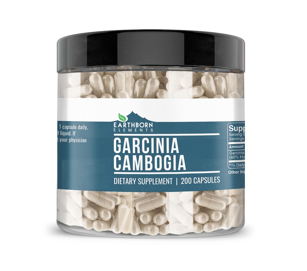 Elementi terrestri Garcinia Cambogia 200 capsule, Pure & Undiluted, Senza Additivi