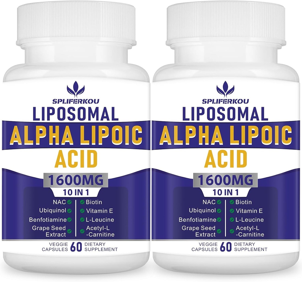 Acido lipoico alfa lipoico 1600mg per porzione,Acido alfa lipoico Integratori nutrizionali per la salute antiossidante,Energia e Metabolismo-Gluten Free&Non GMO 120 capsule