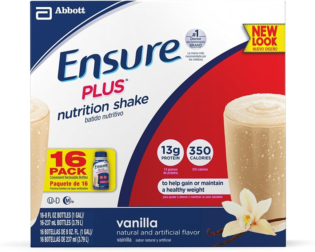 Assicurare Plus Nutrition Shake, Vanilla, 8 once, 16 conteggio