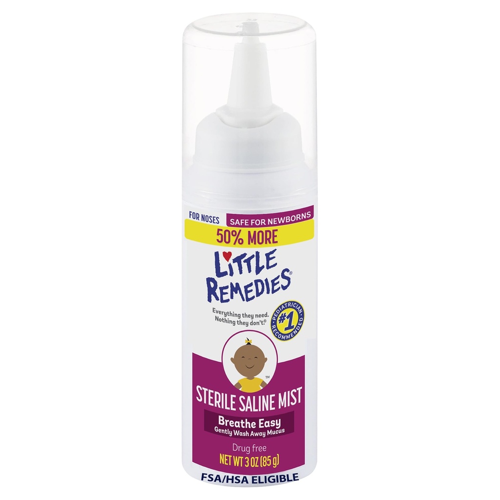 Little Remedies Sterile Saline Nasal Mist, sicuro per neonati, 3 oz