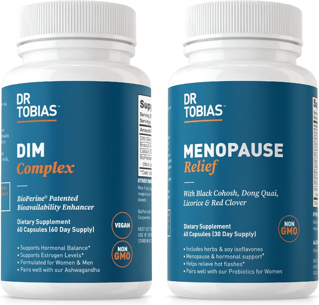 Dr. Tobias Menopause Relief and DIM Complex - Support Hormonal Balance e Menopausal Comfort, Non OGM