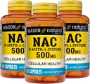 Mason Natura NAC N, Acetyl,L,Cysteine 500 mg, 6 mesi di fornitura, Supporta la salute cellulare normale, Sistema immunitario Booster per il benessere generale, 3 Pack