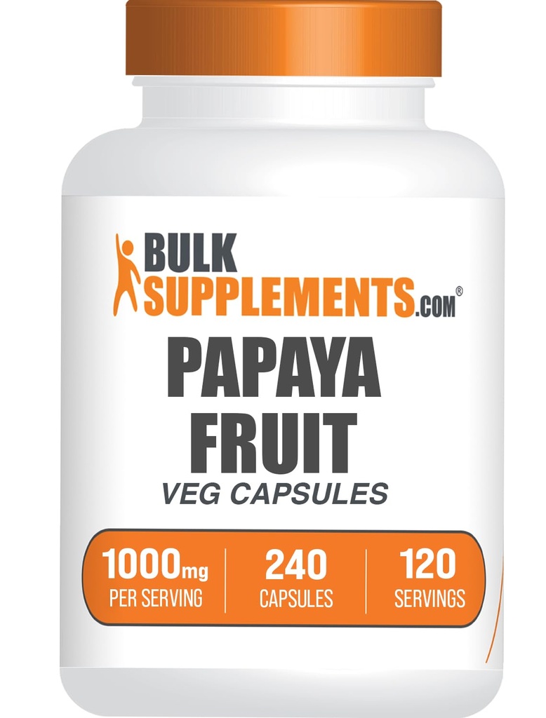 BulkSupplements.com Papaya Estratto di frutta - da Carica Papaya, Integratore di erbe - Gluten Free, 1000mg, 2 Capsule per Serving, 240 Count (Pack of 1)