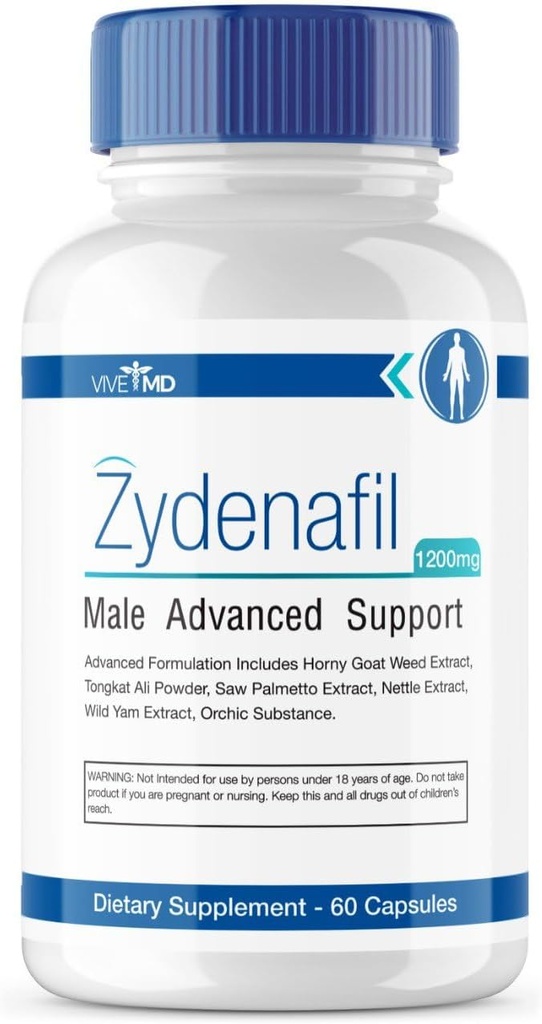 VIVE MD Zydenafil Pills for Men Advanced Formula - Zydenafil Maschio Pills - Zydenafil 1200mg per la massima resistenza con Tongkat Ali, Saw Palmetto, Horny Goat Weed Recensioni (60 capsule)