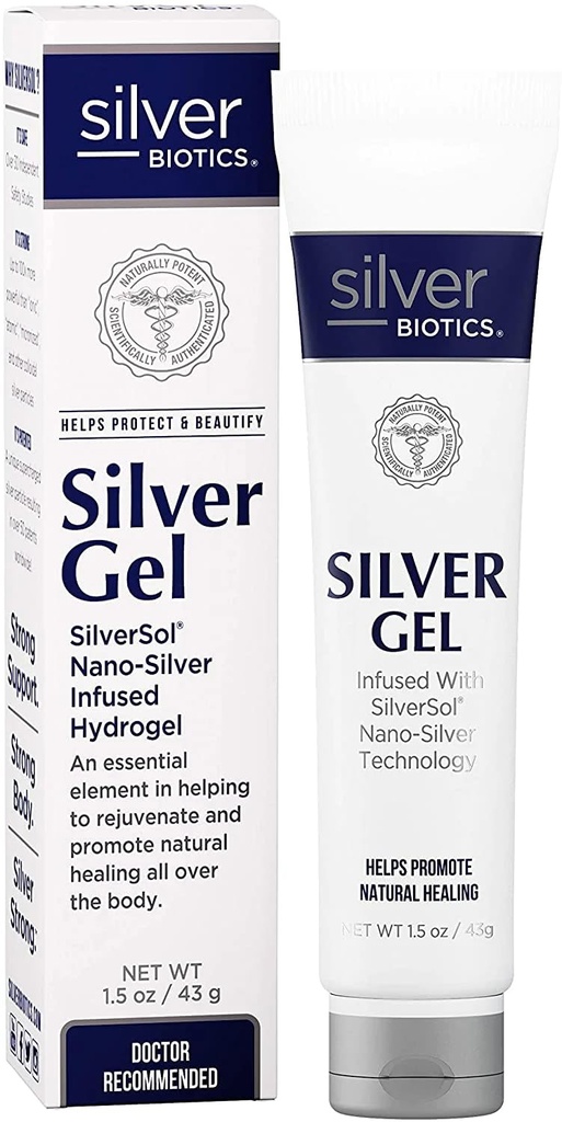 American Biotech Labs Silver Biotics brevettato Multivalent SilverSol 20 PPM Soothing Skin Gel | Versatile 1,5 oz per il comfort e il benessere della pelle