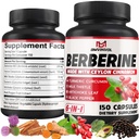 Berberina HCl, 150 capsule - Plus Ceylon Cinnamon, Turmerico, Latte Thistle, Artichoke, Pepe Nero, Berberina HCI Root Supplementi Pillole - Sistema immunitario