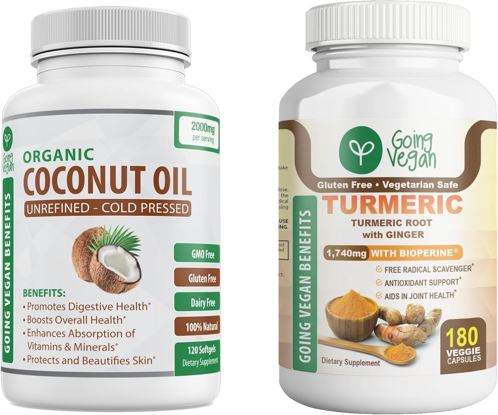 Olio di cocco biologico e curcuma erboristica, Ginger Capsule Bundle!