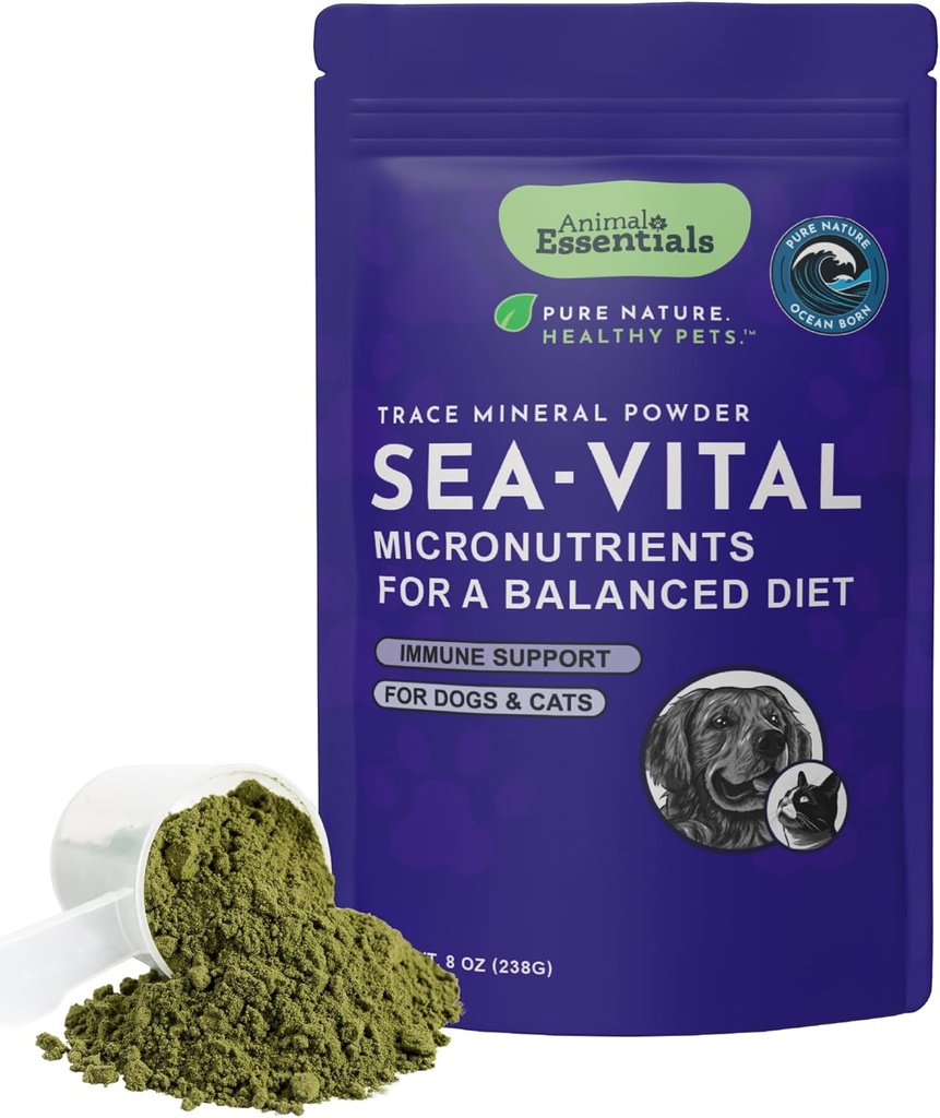 Animal Essentials Ocean Kelp per cani e gatti - supporto tiroideo, supplemento di tiroide, polvere di kelp del mare, minerali di trace, veterinario consigliato - 8 Oz
