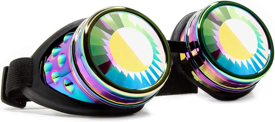 GloFX Polychrome Wormhole Kaleidoscope Occhiali - Festival Rave Costume Cosplay Prism EDM 3D Welding Goggles
