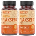 DEVA Organic Vegan Vitamins Flax Seed Oil - Ricco in Omega-3, Freddo-Pressed & Unrefined - 90 capsule, 2-Pack