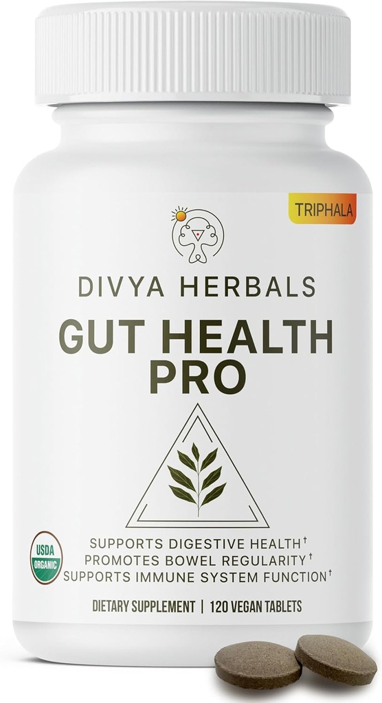 Gut Health Pro - Bloat Relief, Detox & Digestive Support - 100% Pure Organic Triphala Supplement - per Donne & Uomini - Compresse Vegane non rivestite -120Ct