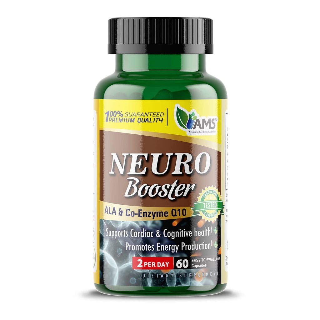 America Medic & Science Neuro Booster (60 capsule) | Integratore nutrizionale per la salute del cervello | Pillole di vitamina per una migliore memoria e funzione cognitiva | con Coenzyme Q10, ALA e Acetyl L-Carnitina