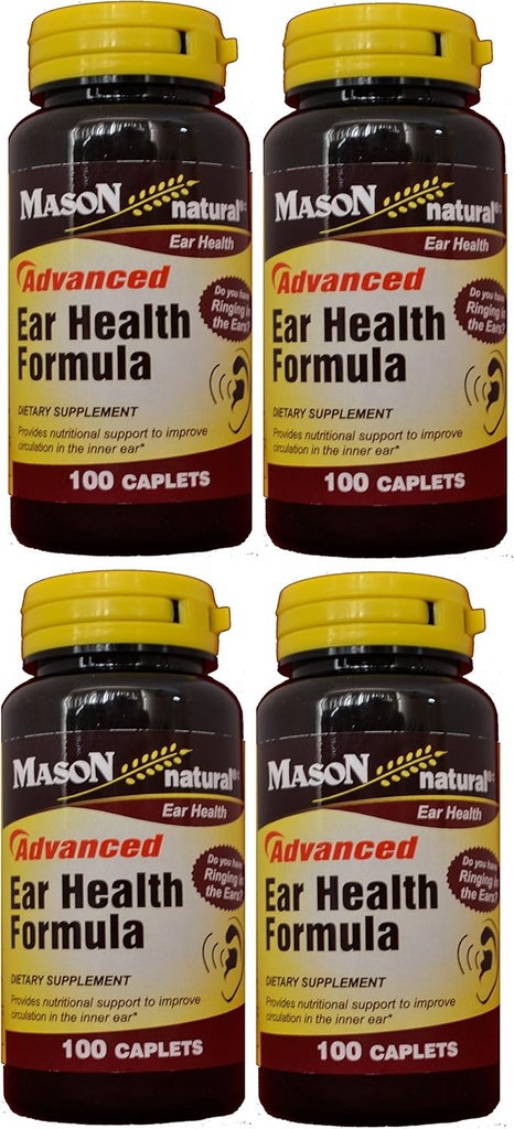 Mason Natural Advance Ear Health Formula Bioflavonoids Plus 100 Caplets per Bottiglia Confezione da 4 Caplets Totale 400
