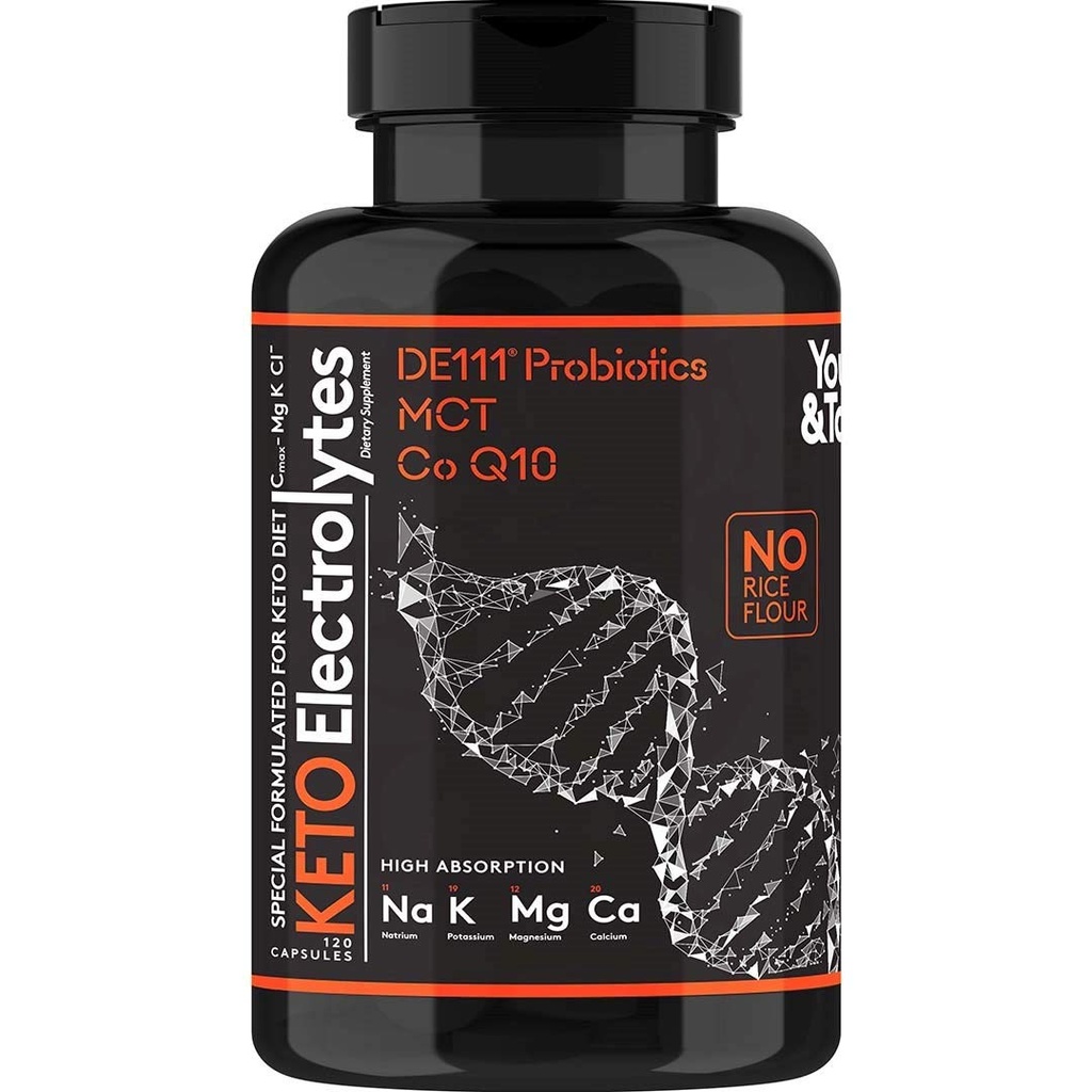 Keto Electrolyte Capsule con MCT, Magnesio, Potassio e Zinco – Probiotici, CoQ10 & Vitamina D3 per Idratazione, Energia, Supporto di digiuno, Diete Carb & Carnivore – 120 pillole non aromatizzate