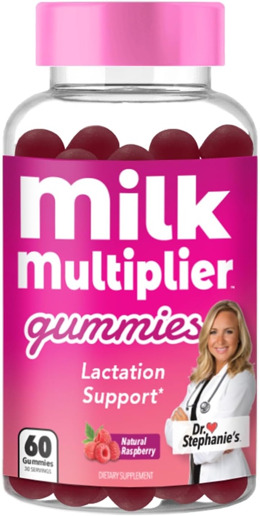 Dr. Stephanie's Milk Multiplier Lactation Support Gummies - Fenugreek Free Breastfeeding Supplement per l'aumento del latte - con latte Thistle, semi di finocchio, Alfafa - Postpartum & Nursing Essentials