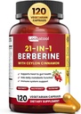21-in-1 Berberina Supplemento con Ceylon Cinnamon - Organic Berberine HCL Phytosome, 5X Assorbimento Superiore per Metabolismo Support 120 capsule