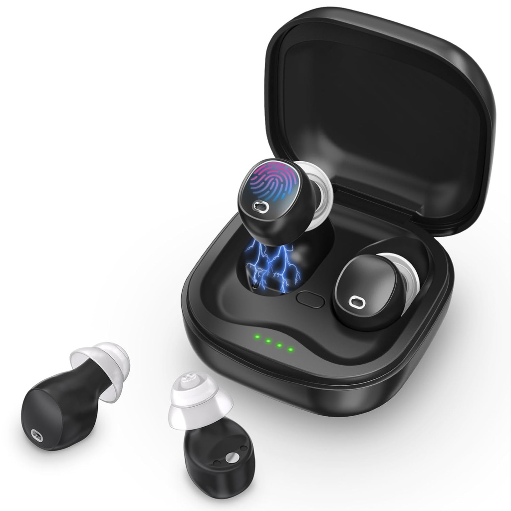Apparecchi acustici, apparecchi acustici ricaricabili per adulti anziani con controllo del volume touch, Amplificatore digitale a 16 canali con riduzione del rumore,Comfort Invisible Fit