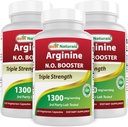 I migliori naturali L-Arginina NO Booster Triple Strength 1300 mg Serve 120 capsule di veg (120 conteggio (pacchetto di 3))