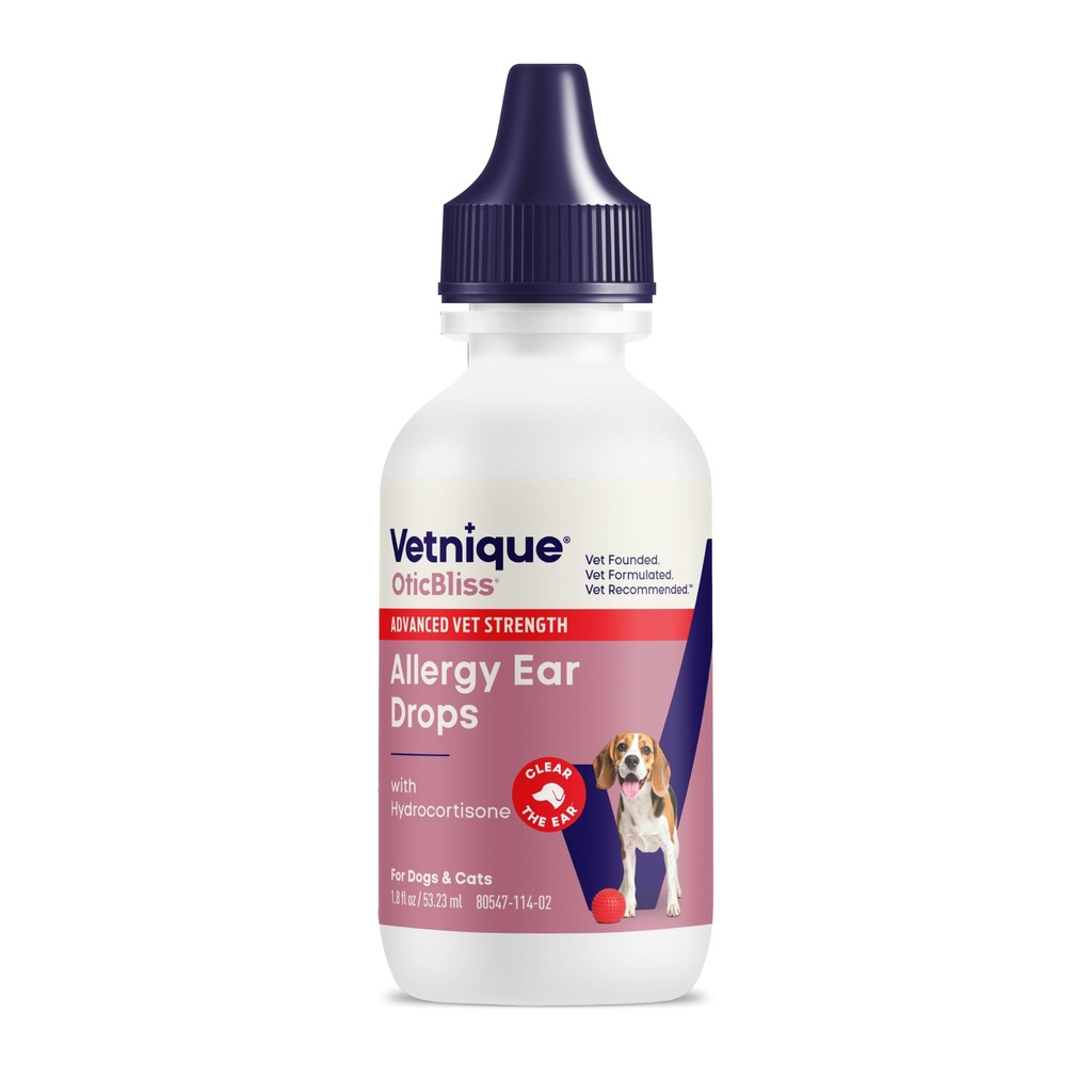 Vetnique Oticbliss Medicated Cat & Dog Ear Cleaner Drops - Dog Ear Infection Treatment con 1% Hydrocortisone a Soothe Itching, Redness, & Swelling - Vet Consiglia