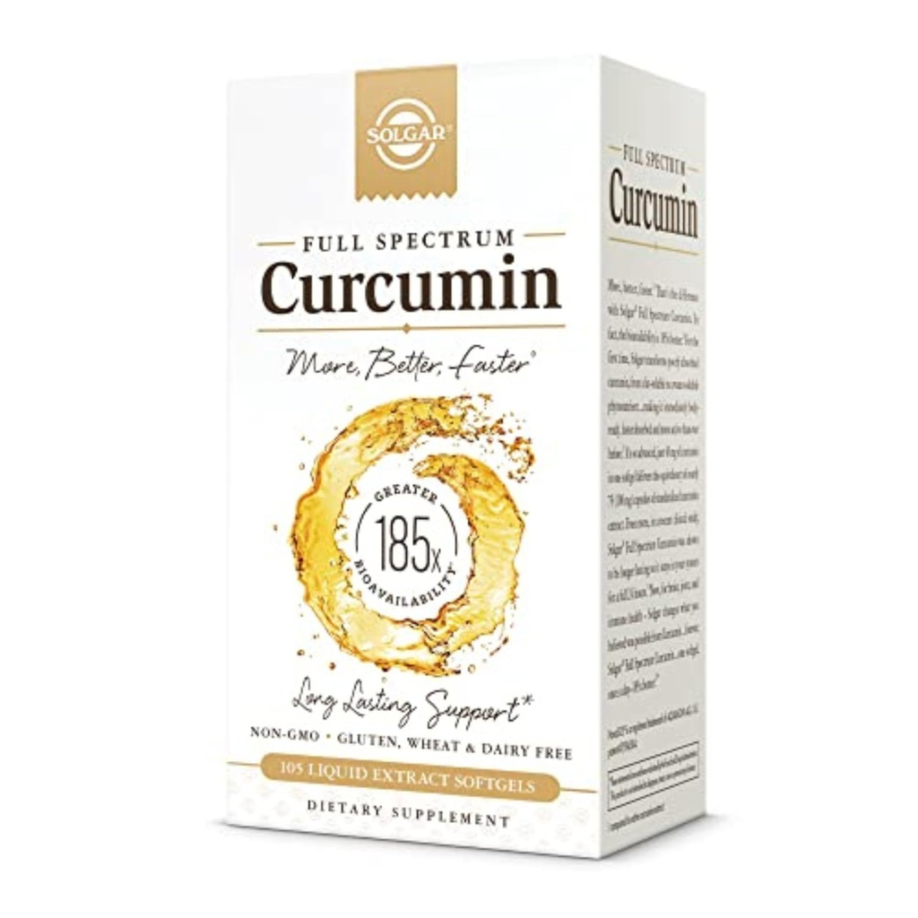 Solgar Full Spectrum Curcumin - 105 LiCaps - Superior Absorption - Brain, Joint & Immune Health - Vegan, Gluten-Free, Non OGM, Dairy Free - 105 Servings