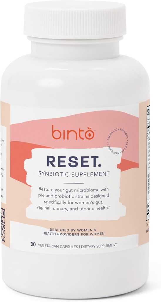 Binto Reset Synbiotic Advanced Pre and Probiotic Supplement for Women - Supporta la salute digestiva, potenzia l'immunità e promuove un equilibrio sano di Gut Flora (30-Day Supply)