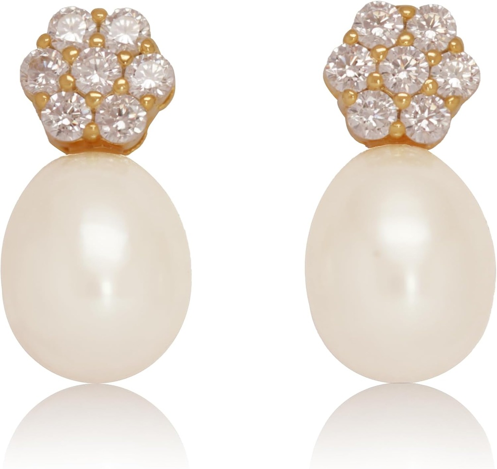 18K oro placcato Sterling Silver Stud rosa perla orecchini goccia