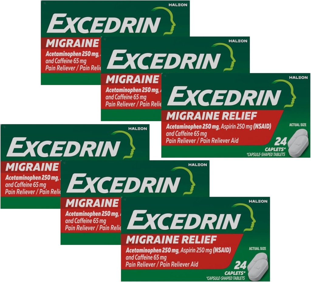 Excedrin Migraine Relief Farmaco, 24 Caplets (Pacchetto di 6)