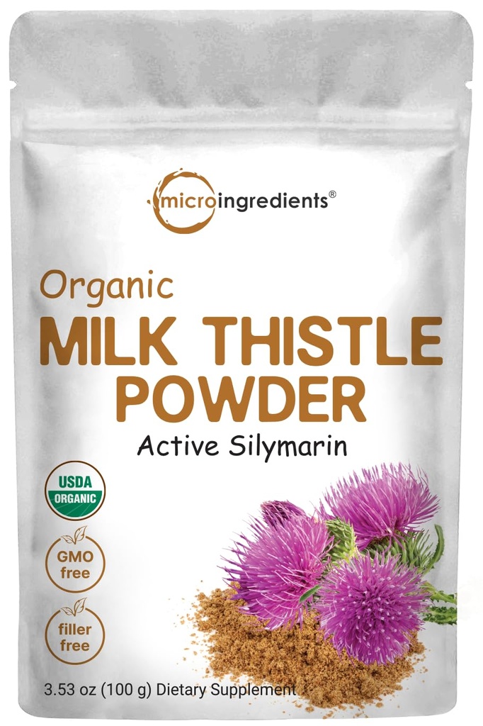 Polvere di cardo di latte organico, 3.5 oz (400 porzioni) | Il latte di sostegno del fegato di erbe supplemento di cardo | Il fegato Detox & Antiossidante supporto | Contiene Silymarin attivo | Non OGM, Vegan Friendly