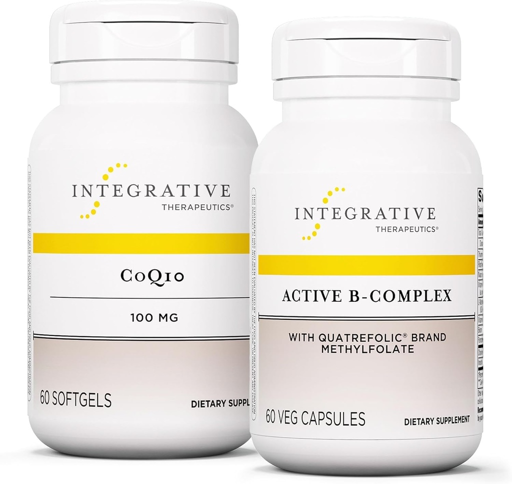 Integrative Therapeutics Bundle with Active B-Complex, 60 Capsules & CoQ10 (100mg), 60 Softgels - Active B-Complex to Support Energy Metabolism* - CoQ10 to Support Heart & Brain Health*