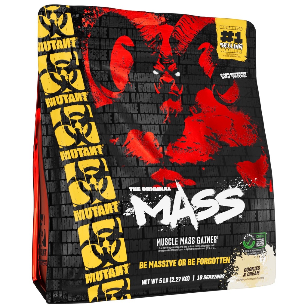 Mutant Mass | Polvere di proteina di guadagno di massa di peso - Polvere di proteina di Calorie alta per guadagno di massa - biscotti e crema - 5 Pound
