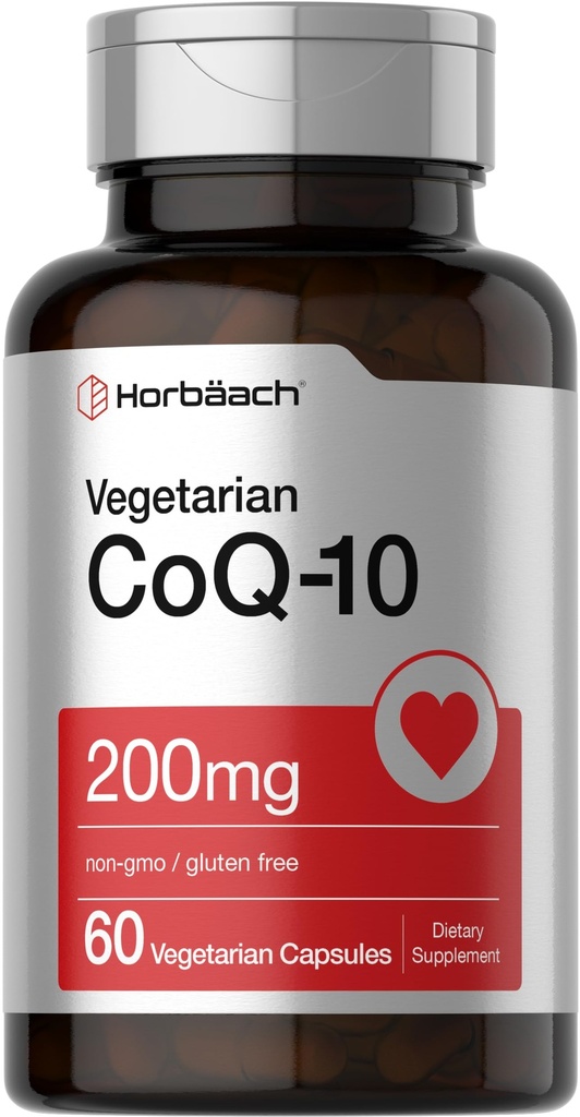 Horbäach CoQ10 200mg | con Estratto di pepe nero | 60 capsule | Vegetariano, Non OGM, Integratore senza glutine
