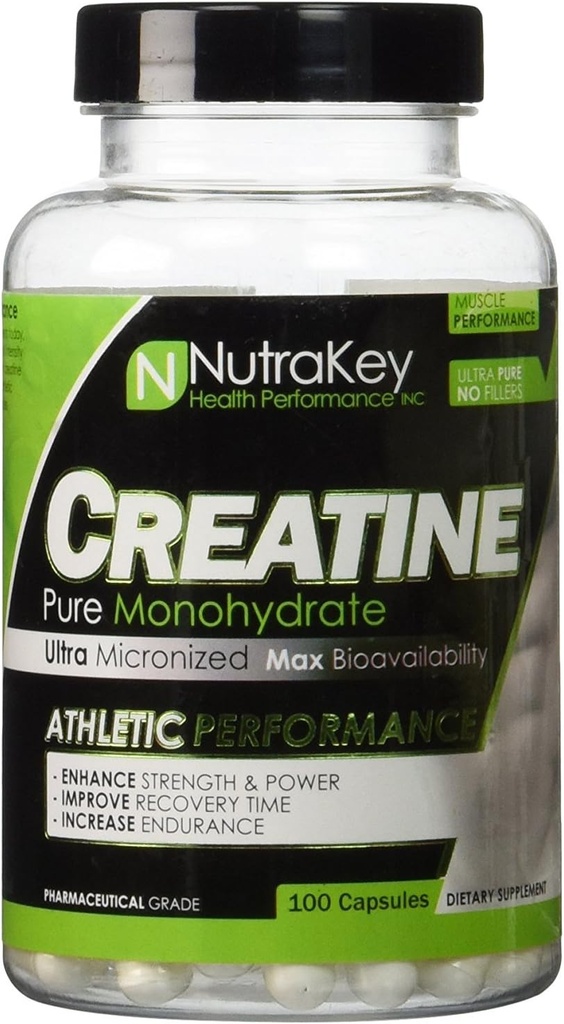 Nutrakey Creatina Monoidrato capsule, formula ultramicronizzata per la massima biodisponibilità