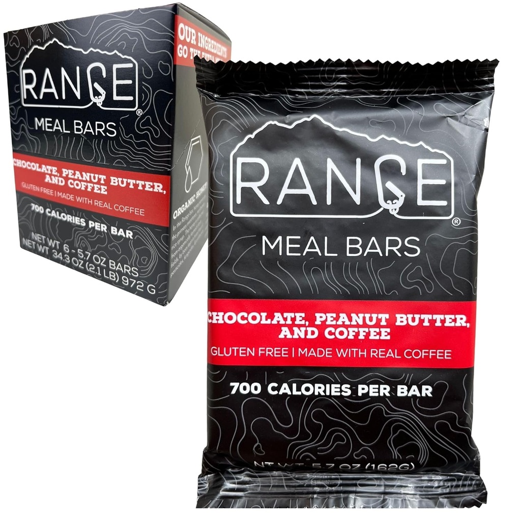 Gamma Meal Bar - High Calorie Meal Bar di ricambio - Barre senza glutine - Zaino pasti - 6 Pack (Chocolate, Burro di arachidi e caffè)