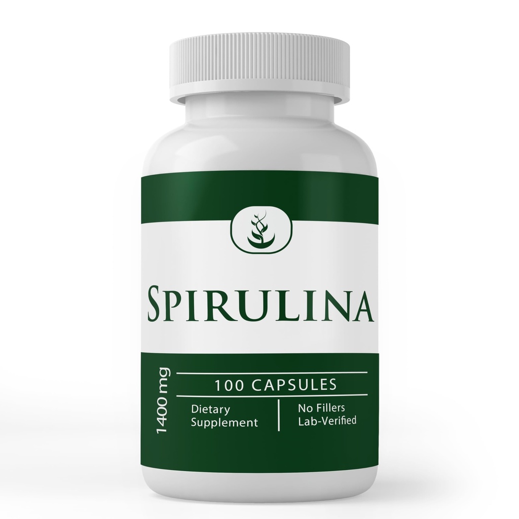 PURE ORIGINAL INGREDIENTI Spirulina (100 capsule) Ricco di Phycocyanin, Pure