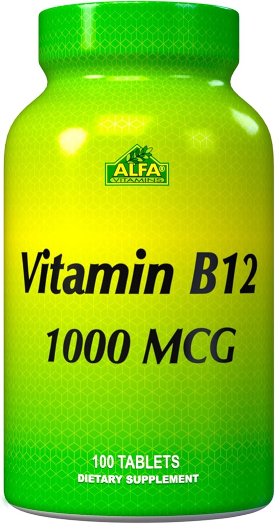 ALFA VITAMINS Vitamina B12 1000 Mcg 100 Compresse. Sistema immunitario. Nervi e salute cerebrale. Metabolismo