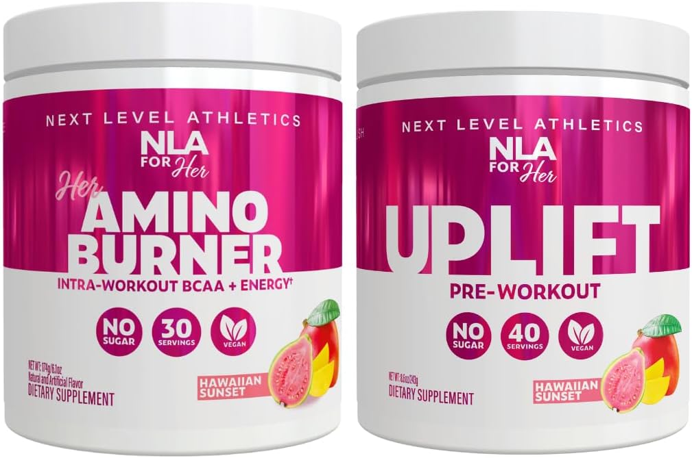NLA per il suo Pre / Intra Workout Stack (include il suo termogenico Amino Hawaiian Sunset e Uplift Pre Workout Hawaiian Sunset)