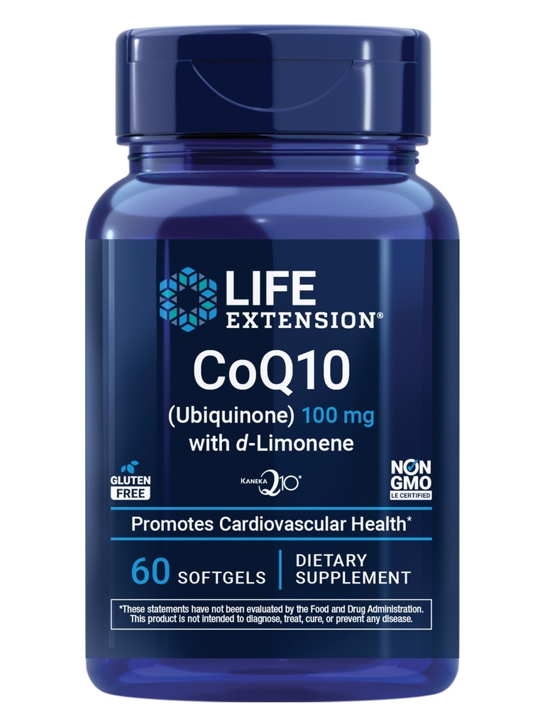 Estensione della vita CoQ10 (Ubiquinone) con d-Limonene – Salute del cuore, Combattimento Generale Fatigue, Migliore Assorbimento – Senza glutine, Non OGM – 60 Softgels