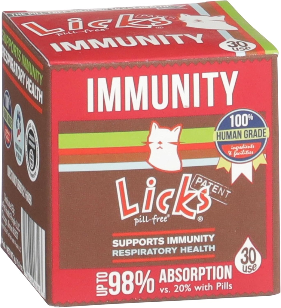 Licks Pill-Free Cat Immunity - Immune Support Cat Supplies - Supplementi respiratori - Forniture sanitarie - Gel Packets - 30 Usa