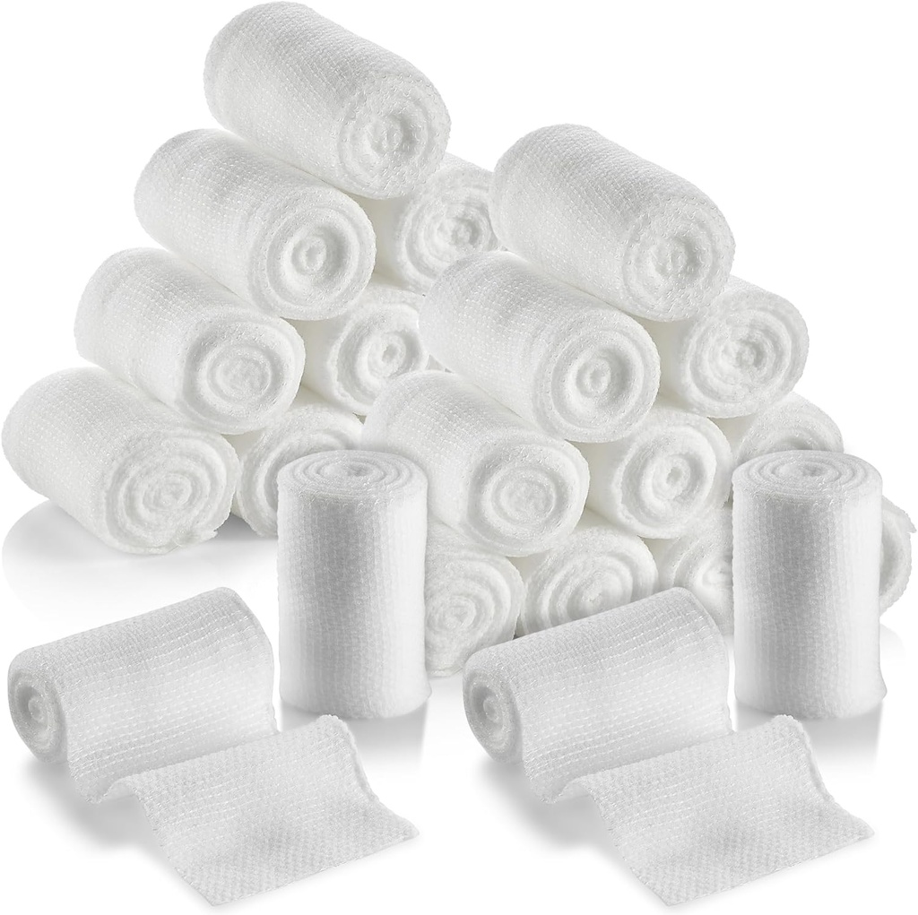 MEDca Gauze Bandage Rolls - 24 Pack, 2-Inch, 4,1 Yards per Roll, Grade Medico Gauze Bandage per il Vestito in Wound e kit di pronto soccorso