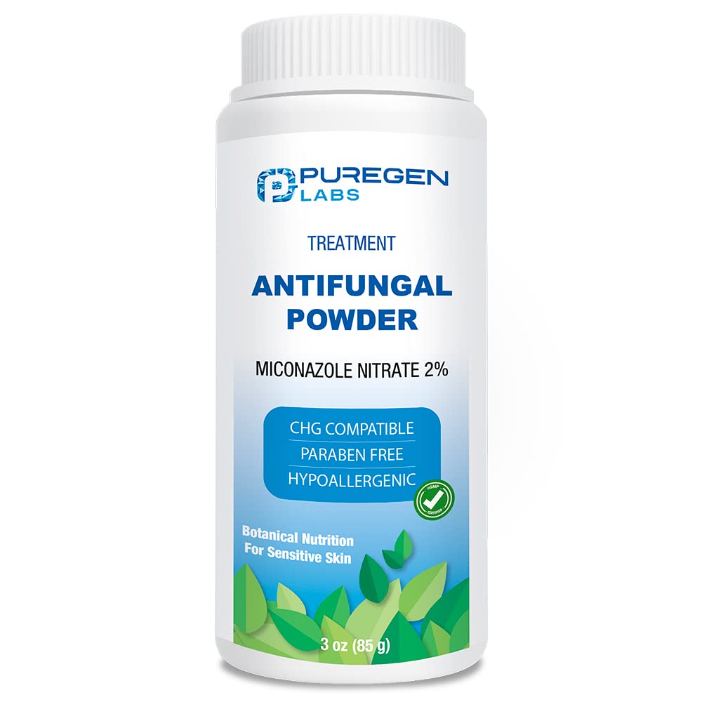 Puregen Labs Antifungal Polvere con 2% Miconazolo Nitrato per infezioni fungine comuni Compreso piede di atletica, Jock Itch e Ringworm, Talc Free, 3 oz (85g)
