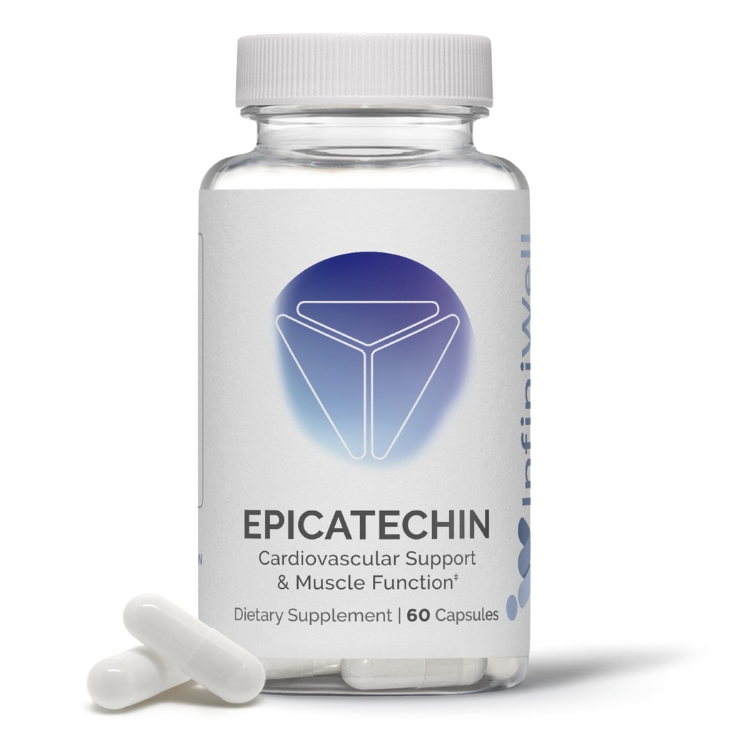 Integratore InfiniWell Epicatechin - Support Muscle Building & Nitric Oxide Production - Promuovere la sintesi proteica sana, Recupero Esercizio, Supporto Antiossidante & Funzione cognitiva (60 capsule)