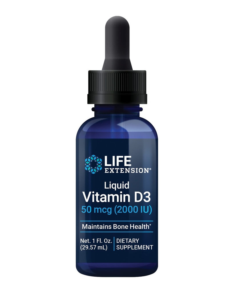 Vitamina liquida D3, 50 mcg (2000 IU), Supporto del sistema immunitario, Salute del corpo intero, Non aromatizzato, Senza glutine, Non OGM, 29.57 ml