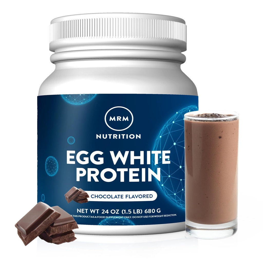 MRM Nutrition Egg White Protein | Chocolate Flavored | 23g Fat-Free Protein | con enzimi digestivi | Highest Biological Value | Clinically Tested | 20 Servings