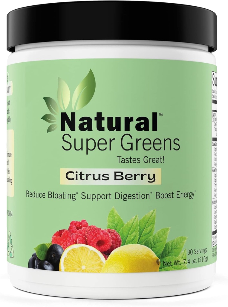 Super Greens Powder Organic| Green Supplements| Great Tasting Fruits and Vegetas Juice & Smoothie Mix Probiotics & Digestive Enzymes& Chlorella(Citrus Berry)1 item,7.4 Ounce