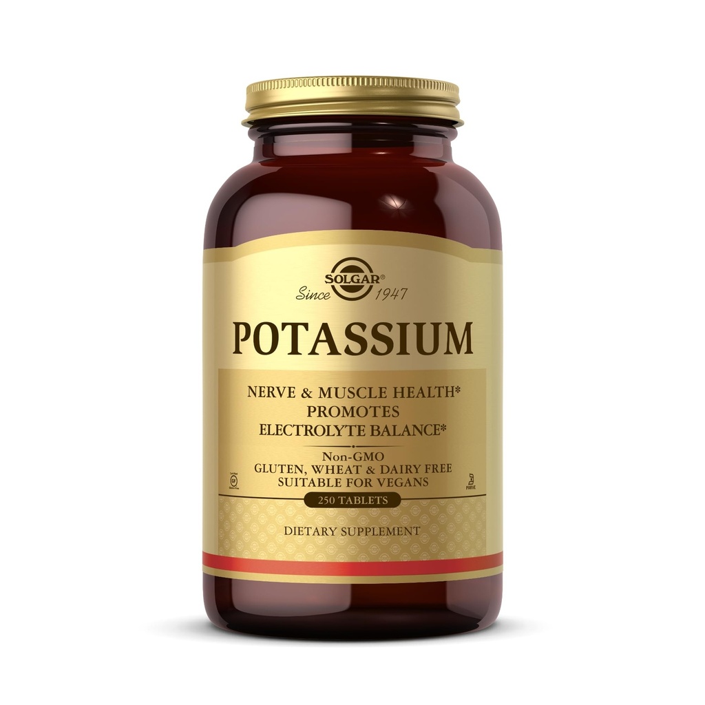 Solgar Potassium - 250 compresse - Nerve & Muscle Health, promuove Electrolyte Balance - Vegan, Gluten & Dairy Free, Kosher - 250 Serve