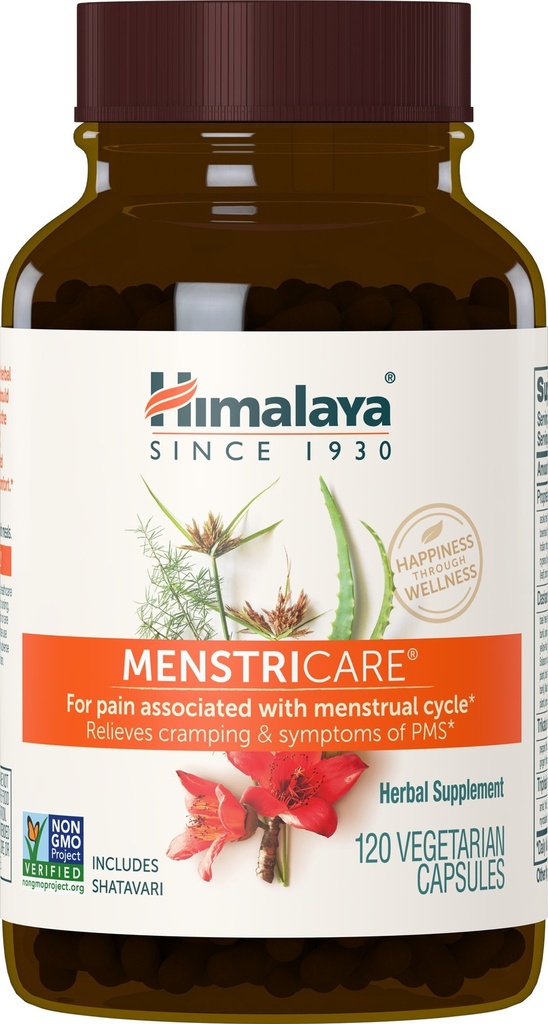 Himalaya MenstriCare, 30 giorni di alimentazione - Supporta PMS, Menstrual Cramp Relief, e l'equilibrio ormone per le donne - Vegan, Non OGM, Gluten Free, 120 capsule