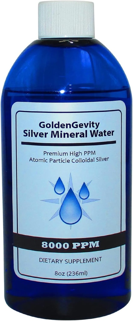 8000 PPM Premium Colloidal Silver - High PPM Liquid Trace Mineral Immune Support Supplemento 8 oz. (236 ml).