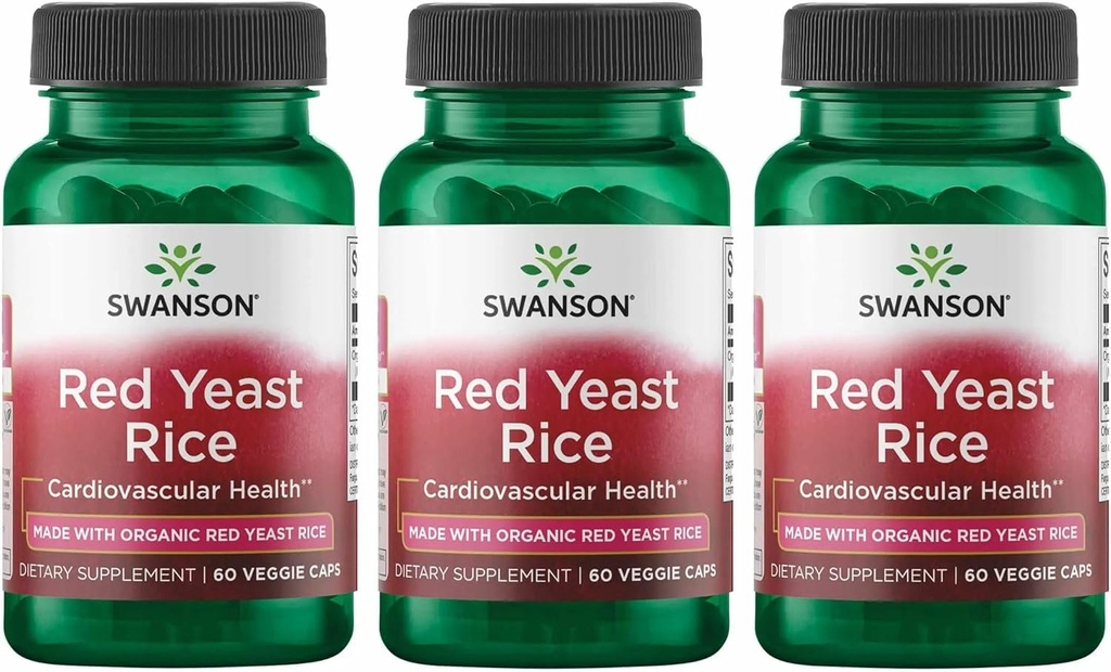 Swanson fatto con organico tradizionale rosso lievito di riso 600 milligrammi 60 capsule di veg (3 pacchetto)