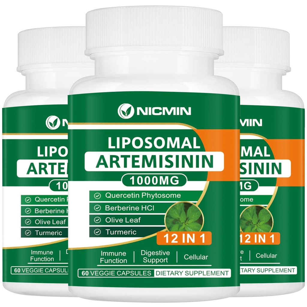 Liposomal Artemisinin Supplemento 1000mg, Estratto di assenzio dolce con fitosico di Quercetina 200mg, Assorbimento massimo per Antiossidante 180 capsule