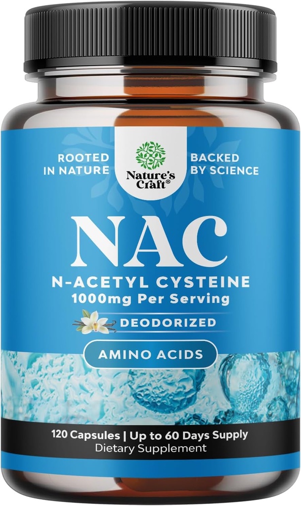 NAC supplemento N-Acetyl Cysteine 1000mg - Vegan ad alto assorbimento Non-Smelly NAC 1000mg capsule Glutathione Precursor per la pulizia del fegato Detox & Repair Plus Lung Health and Immunity Support (2 mesi)